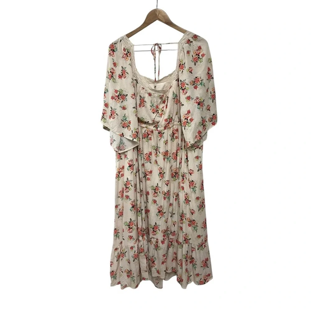 Torrid Women’s Floral Midi Length Washable Gauze Peasant Fit & Flare Dress 4